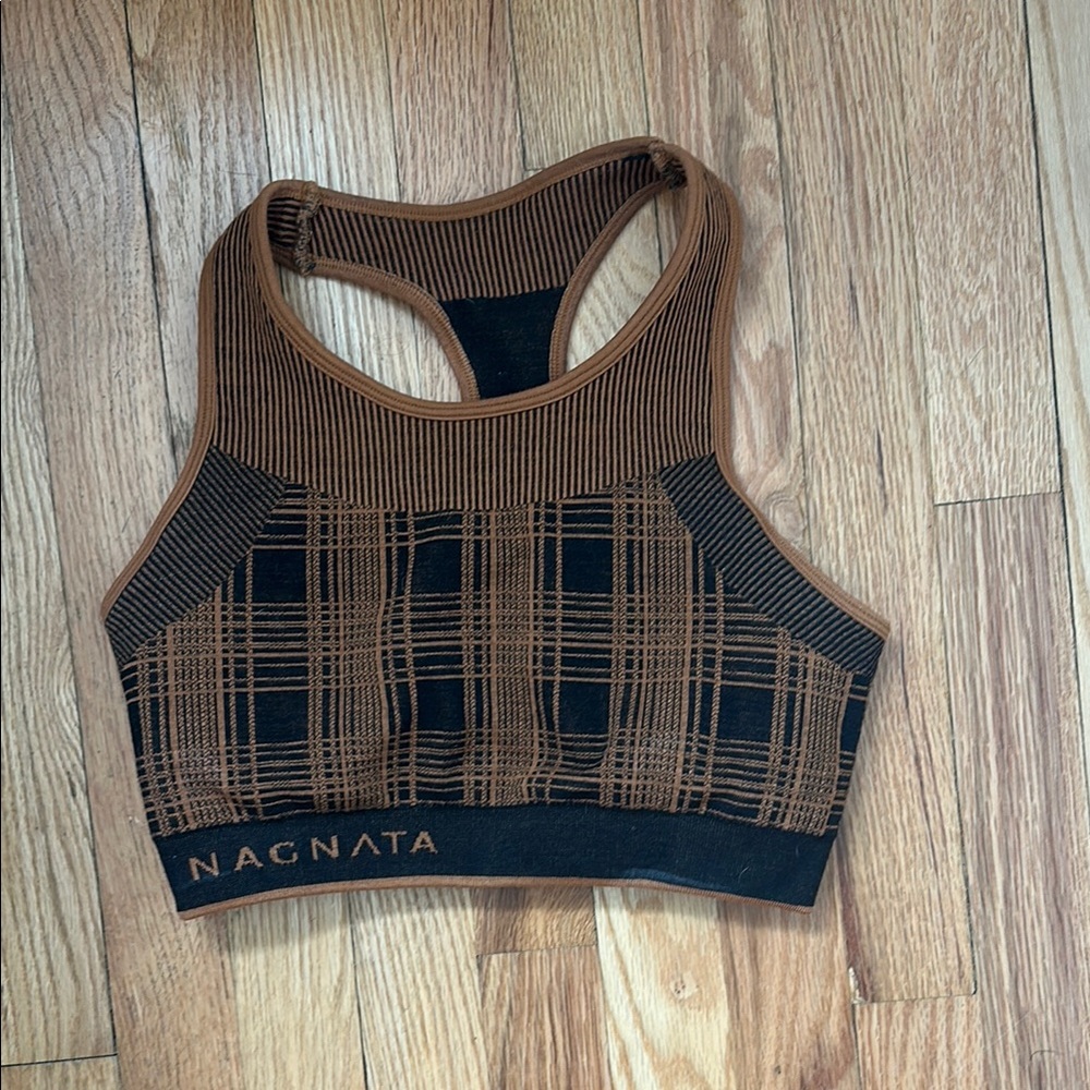 Nagnata Black and Tan Checkered Sports Bra